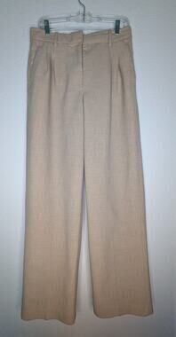 Aritzia Wilfred Women's Wide Leg Trousers 10 Tan Office Professional Academia